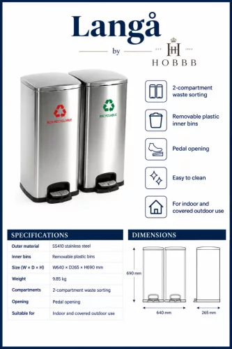 HOBBB Langå free-standing communal area waste bin