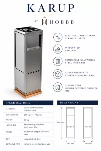 HOBBB Karup free-standing communal area waste bin