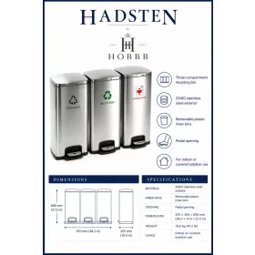 HOBBB Hadsten free-standing communal area waste bin