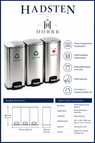 HOBBB Hadsten free-standing communal area waste bin