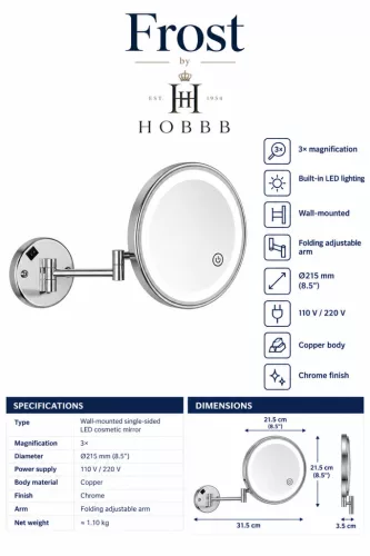 Wall mounted cosmetic mirror