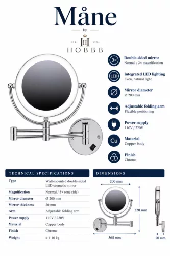 HOBBB Måne tabletop cosmetic mirror
