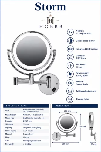 HOBBB Storm wall-mounted cosmetic mirror