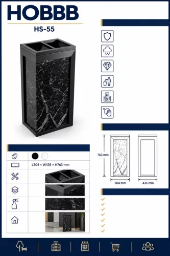 HOBBB Oksbøl free-standing communal area waste bin, black