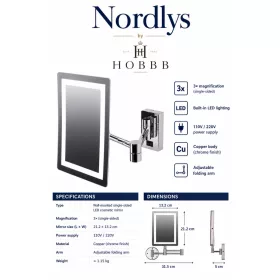 HOBBB Nordlys wall-mounted cosmetic mirror
