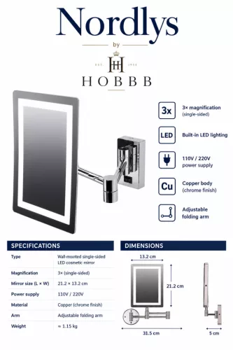 HOBBB Nordlys wall-mounted cosmetic mirror