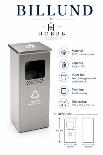 HOBBB Billund free-standing communal area waste bin