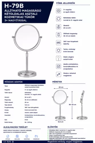 Wall mounted cosmetic mirror for hotel bathrooms