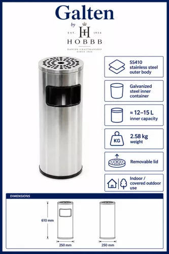 HOBBB Galten free-standing communal area waste bin