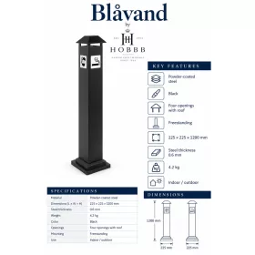 HOBBB Blåvand free-standing communal area waste bin