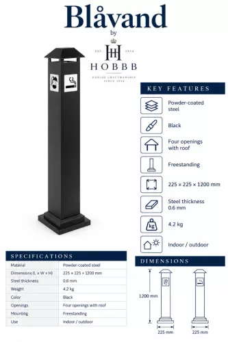 HOBBB Blåvand free-standing communal area waste bin