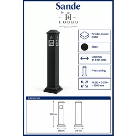 HOBBB Sande free-standing communal area waste bin