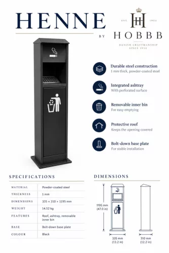 HOBBB Henne free-standing communal area waste bin