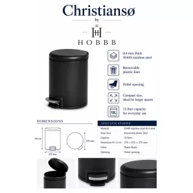HOBBB Christiansø guest room waste bin, 12 l
