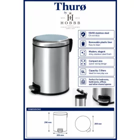 HOBBB Thurø bathroom waste bin, 5.0 l (HS-Q5-5L)