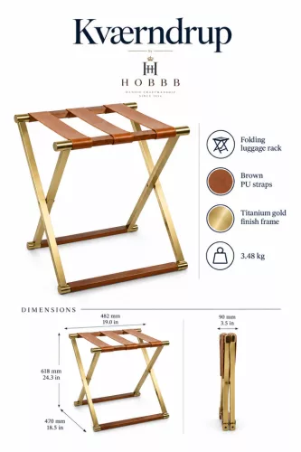 HOBBB Kværndrup folding luggage rack, titanium gold