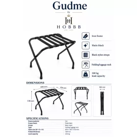 HOBBB Gudme folding luggage rack, black