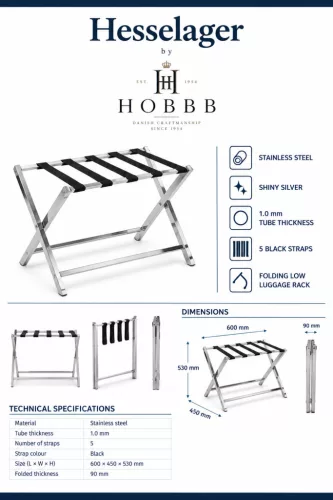 HOBBB Hesselager folding luggage rack, silver