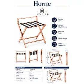 HOBBB Horne folding luggage rack - pink gold
