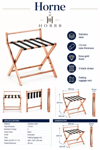 HOBBB Horne folding luggage rack - pink gold