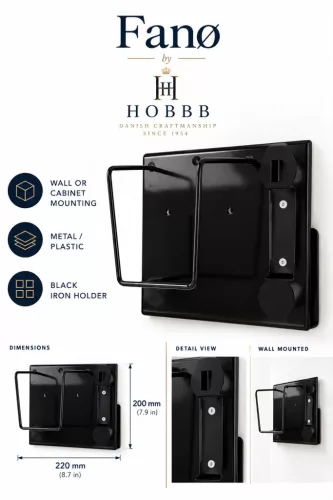 HOBBB Fanø ironing board holder, black
