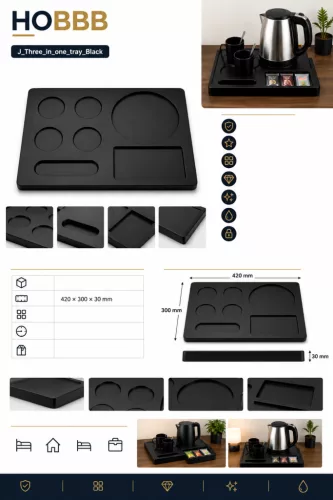 HOBBB Hadsund melamine guest tray, black