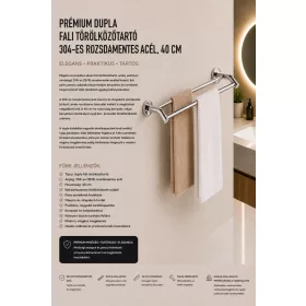   Premium double wall-mounted towel rail – 304 stainless steel, 40 cm