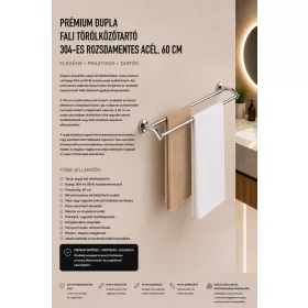   Premium double wall-mounted towel rail – 304 stainless steel, 60 cm