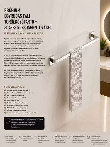 Premium single-bar wall-mounted towel rail – 304 stainless steel (K10-128-01)