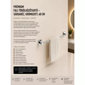   Premium wall-mounted towel rail – brass, chrome-plated, 40 cm