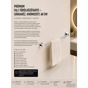  Premium wall-mounted towel rail – brass, chrome-plated, 60 cm