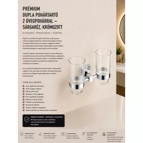   Premium double tumbler holder with 2 glasses – brass, chrome-plated