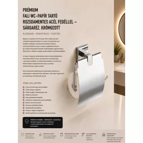   Premium wall-mounted toilet roll holder with stainless-steel cover – brass, chrome-plated