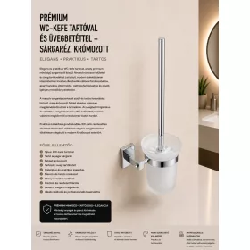   Premium toilet brush with holder and glass insert – brass, chrome-plated