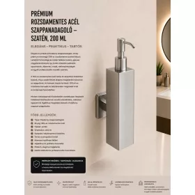 Premium stainless steel soap dispenser – satin, 200 ml