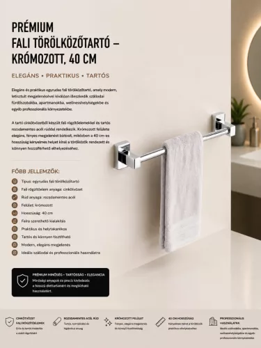 Premium wall-mounted towel rail – chrome-plated, 40 cm