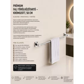 Premium wall-mounted towel rail – chrome-plated, 50 cm