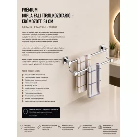   Premium double wall-mounted towel rail – chrome-plated, 50 cm