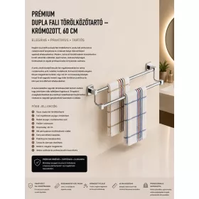   Premium double wall-mounted towel rail – chrome-plated, 60 cm