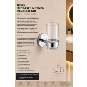   Premium wall-mounted tumbler holder with glass – brass, chrome-plated
