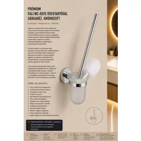   Premium wall-mounted toilet brush with glass holder – brass, chrome-plated