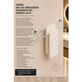   Premium double wall-mounted towel rail – stainless steel, chrome-plated, 60 cm