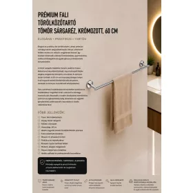   Premium wall-mounted towel rail – solid brass, chrome-plated, 60 cm