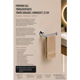   Premium wall-mounted towel rail – solid brass, chrome-plated, 22 cm