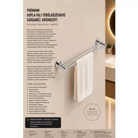   Premium double wall-mounted towel rail – brass, chrome-plated