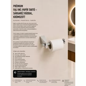   Premium wall-mounted toilet roll holder – with solid brass bar, chrome-plated