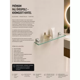 Premium wall-mounted glass shelf – chrome-plated finish