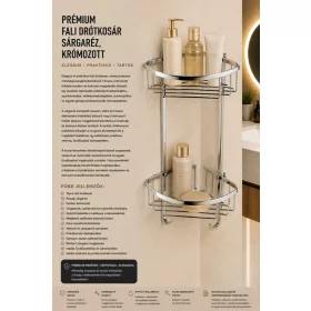   Premium wall-mounted wire basket – brass, chrome-plated (K21-052-2)