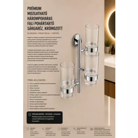   Premium swivel wall holder for three tumblers – brass, chrome-plated