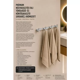   Premium with four hooks wall towel and robe hook – brass, chrome-plated